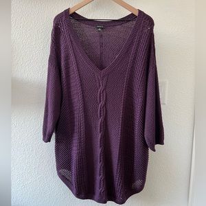 Torrid Purple Cable Knit Light Sweater - 3X